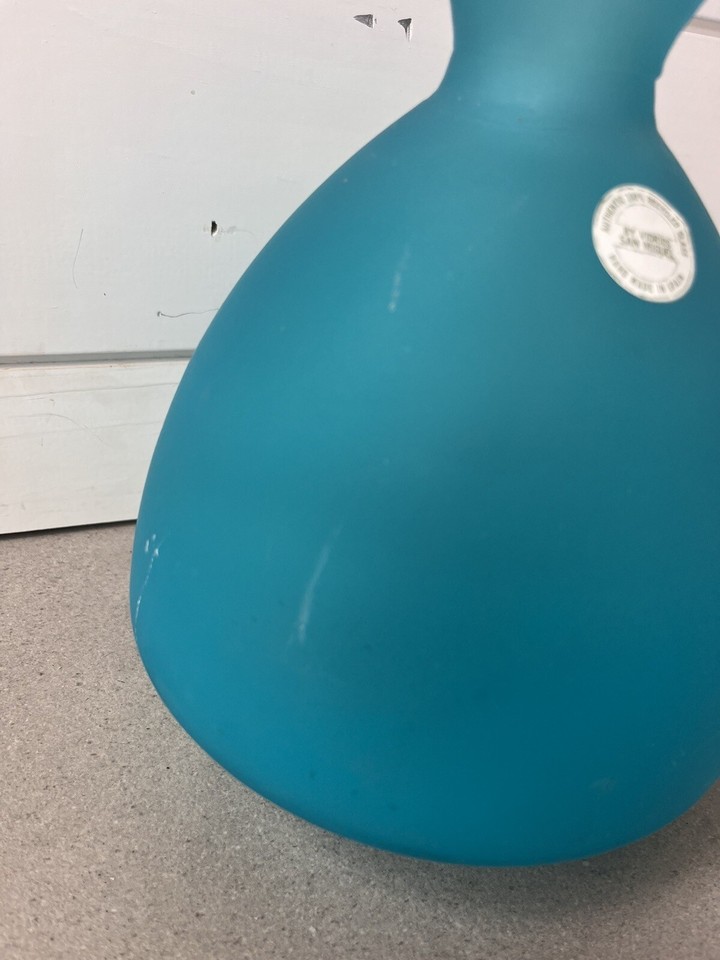 Blue Glass Vase SAN MIGUEL VIDRIOS Frosted Recycled Handmade SPAIN