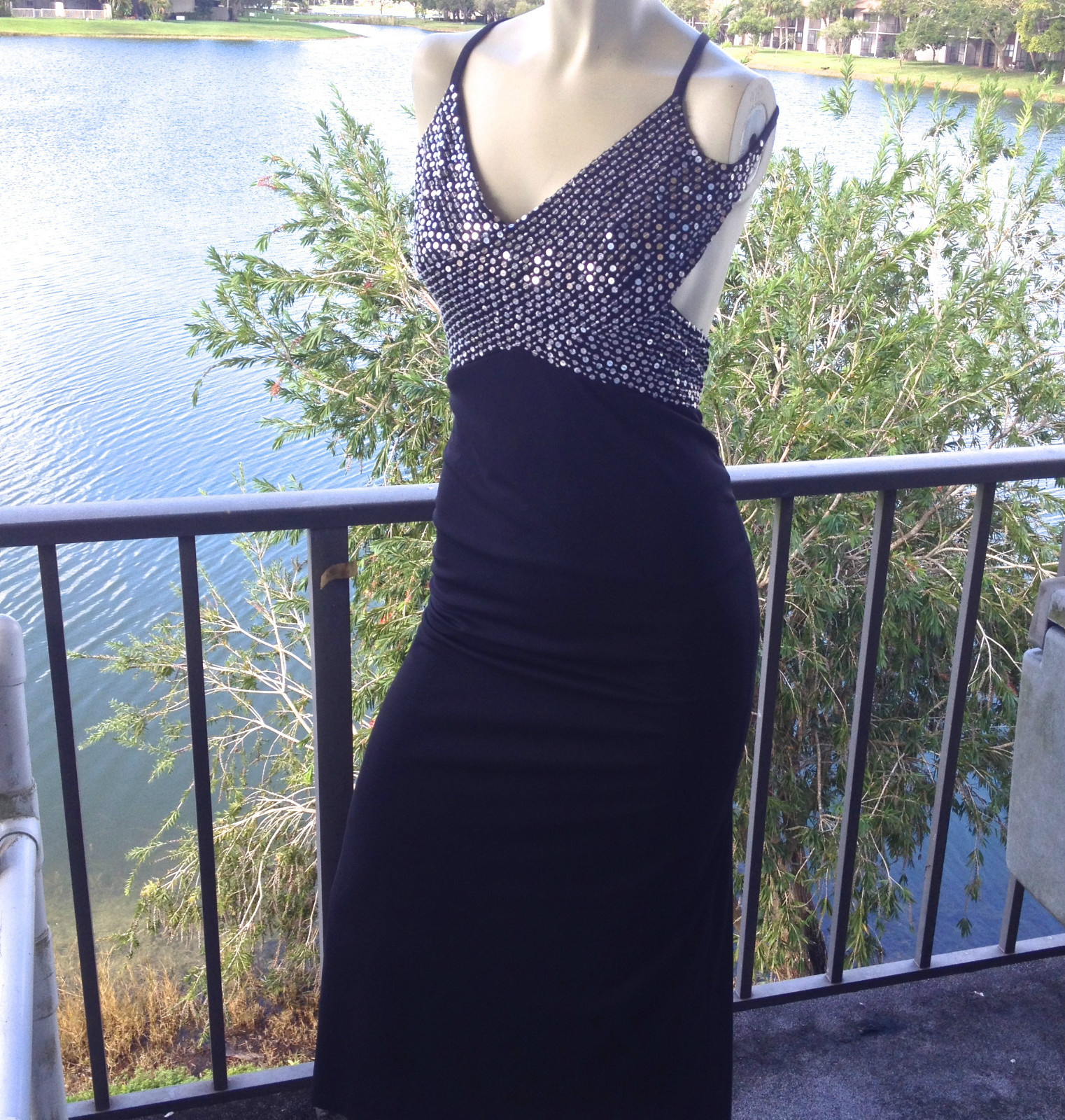Black Formal Dress Sequin XSmall Low Back Prom Mermai… Gem