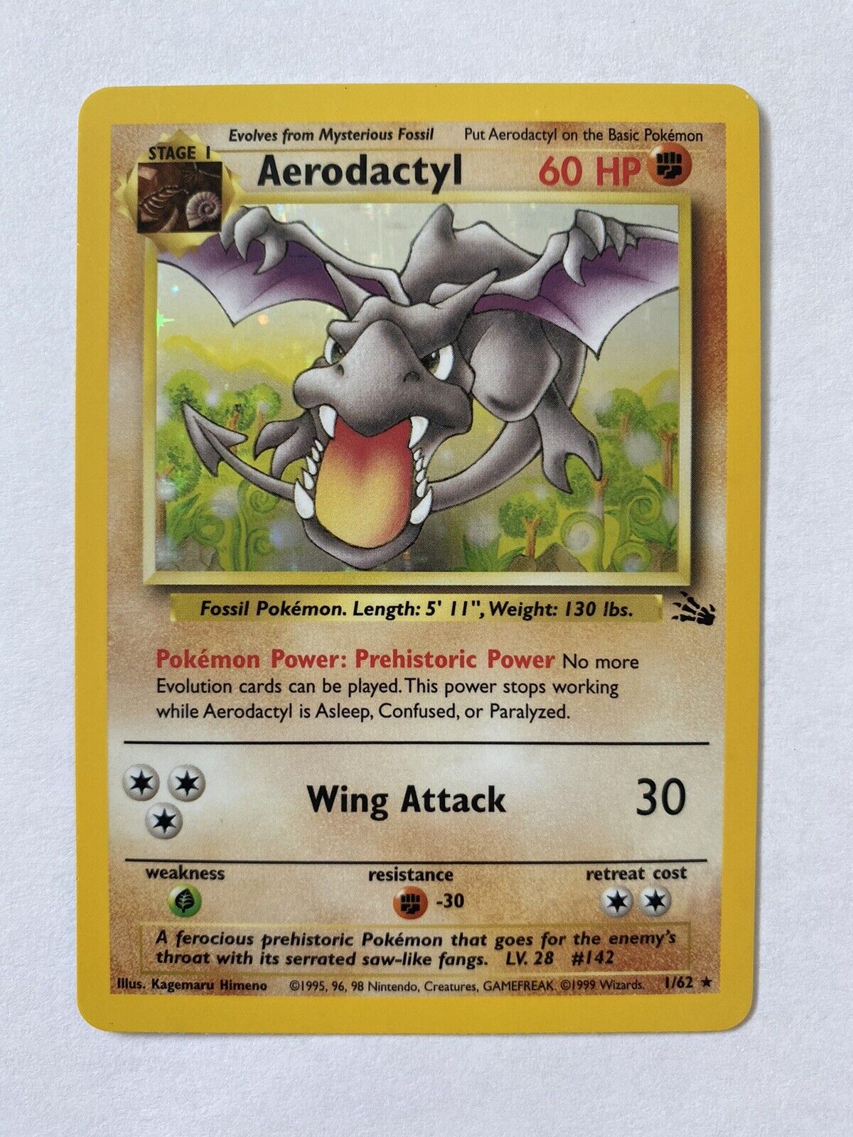 Aerodactyl Holofoil 1/62 Base Fossil Rare Pokemon Card REAL -  Hong Kong