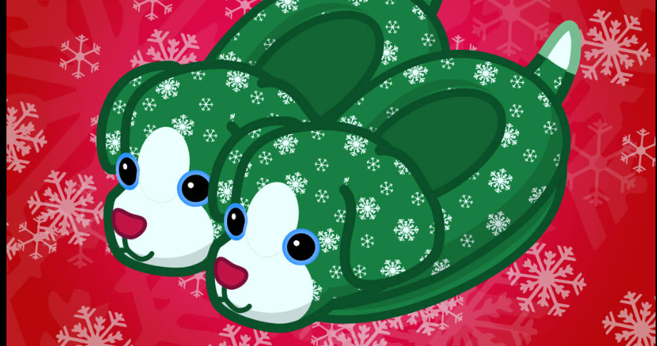 SAOLA Webkinz Pantofole classiche per cuccioli innevati verdi *disponibili solo 25 dicembre 2024* (codice)