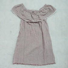 Ethereal by Paper Crane Mini Shift Dress Women's Size S Red Striped Off Shoulder