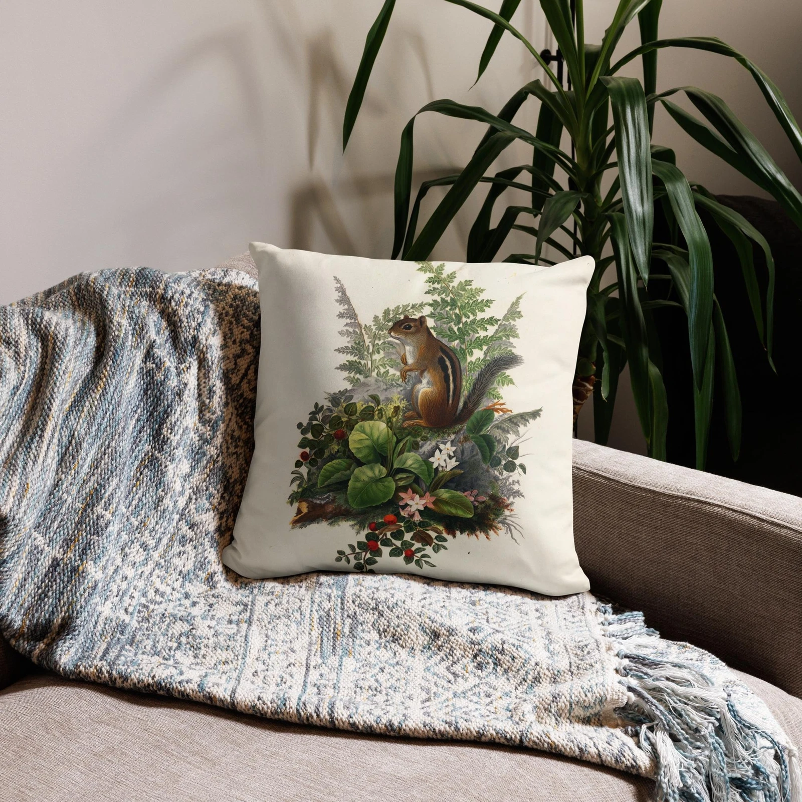 Throw Pillow Case Chipmunk