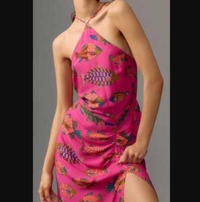 Women's XL Farm Rio x Anthropologie halter slim midi fish dress | eBay Women's XL Farm Rio x Anthropologie halter slim midi fish dress | eBay