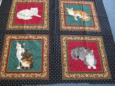 Cats Portrait Printed Cotton 35 1/2" Long Fabric - 44" Wide New