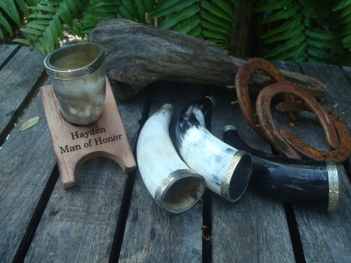 Personalized -Ox Horn Viking Drinking Mug Cups with Size 7-8 inches 8/12oz - Picture 5 of 7