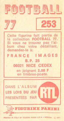 9 Images Panini : Football Paris Saint Germain 1977
