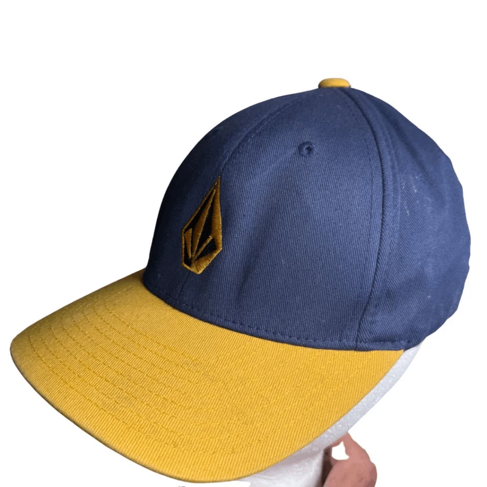 Volcom Boys Full Stone Two-Tone FlexFit Baseball Cap Blue Yellow - Image 4 of 4