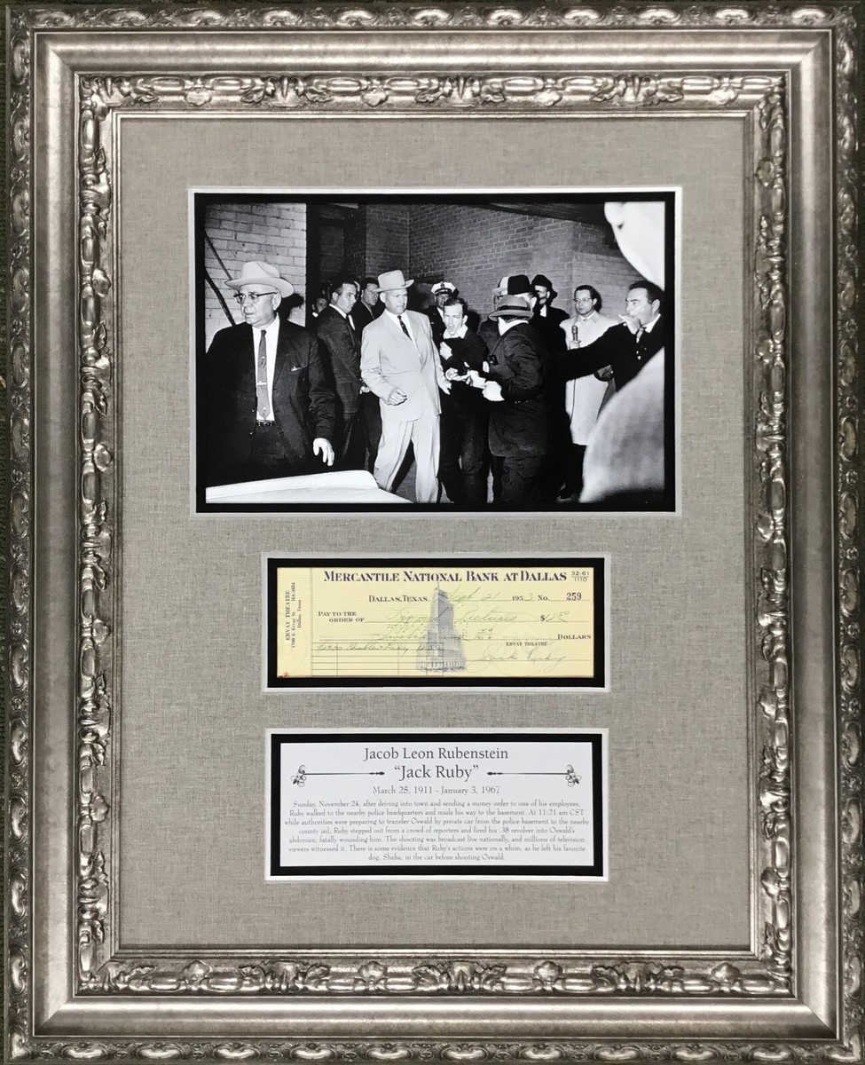 Jack Ruby Signed Check Display Shooting Lee Harvey Oswald Custom