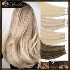 THICK Russian Tape In Human Hair Extensions Remy Hair Skin Weft Ombre FULL HEAD