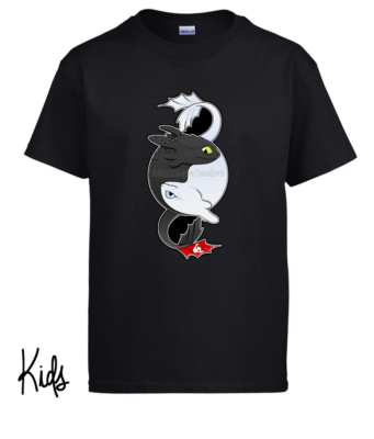 Night Fury Light Fury Train Dragon T-Shirt, Yin Yang Kids Ladies