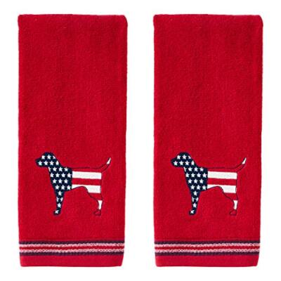 SKL Home Patriotic 4th of July Red White & Blue Hound hand towel, (2-Pack), 2 