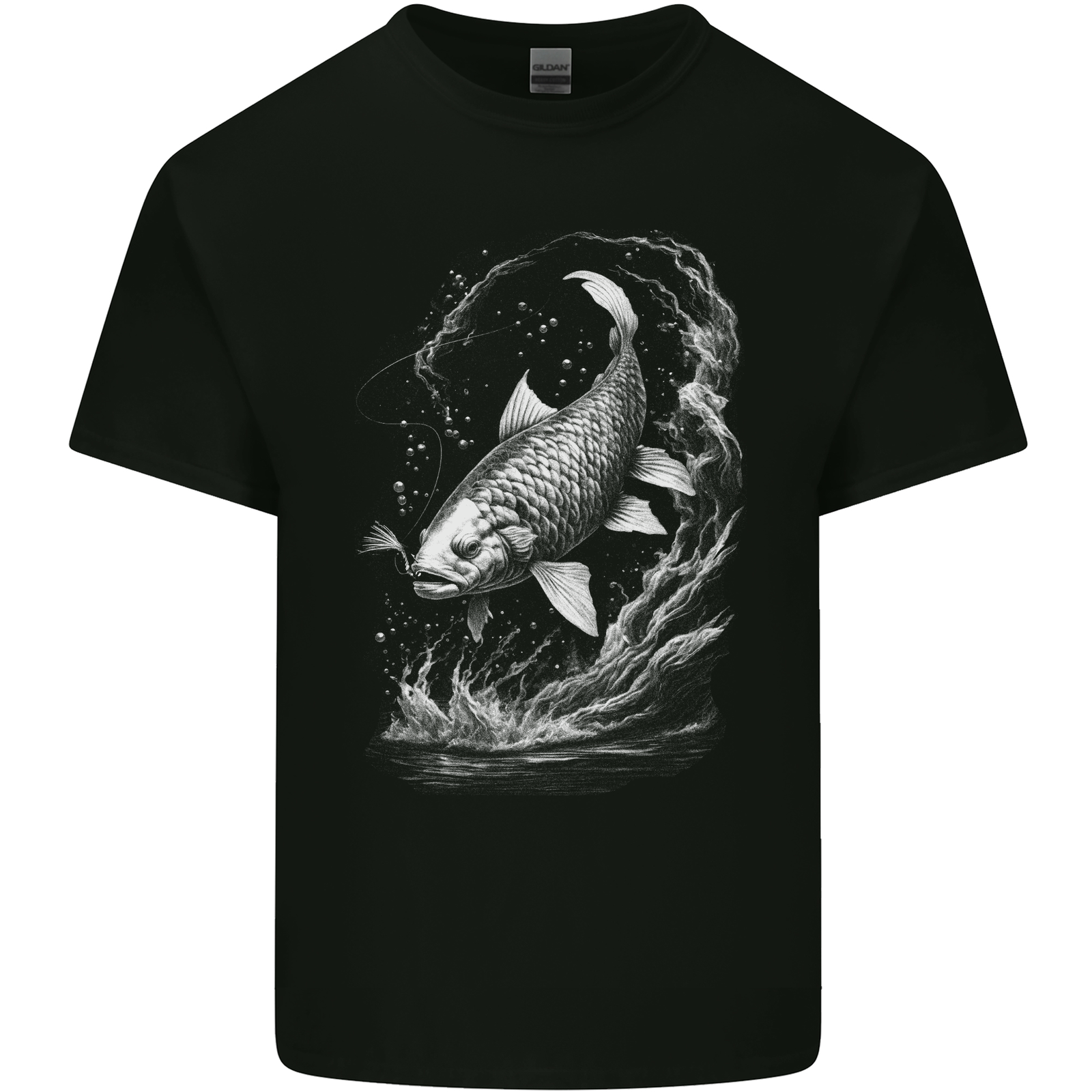 Carp Fish on a Line Fishing Fisherman Mens Cotton T-Shirt Tee Top