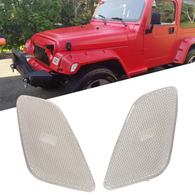 Clear Front Fender Corner Marker Lights For 1997-2006 Jeep Wrangler TJ – Left & Right, Halogen