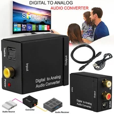 Coaxial/Toslink Digital to Analog RCA Audio Converter Box for TV DVD+AC Adaper