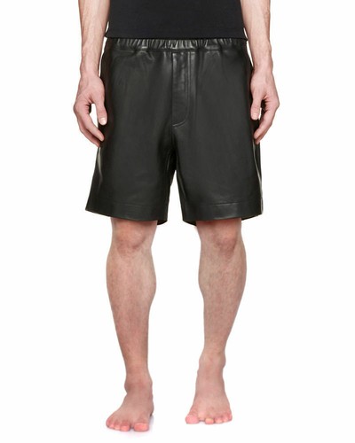 Leather Men's Pant Short Pants Shorts Waist Side Jean Rock Jeans Trouser Black 6