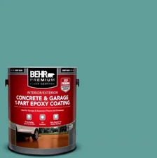 Behr Premium Interior Exterior Concrete & Garage 1 Part Epoxy, Aqua/Marble 1 Gal