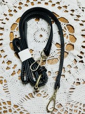 Handbag Replacement Strap Black Faux Leather Silver Tone Clips Adjustable NEW