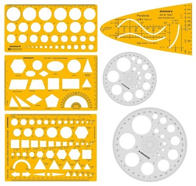 Pro Circle Template Set Combo Drafting Stencil Kit Circle Parabola Geometry Tool