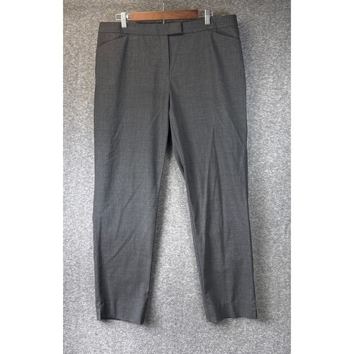 Lafayette 148 Irving Pants Womens 14 Gray Virgin Wool Tapered Trousers Career