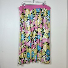 Ruby Rd Womens Floral Maxi Skirt 2X Elastic Waist Lined Flowy Garden Spring