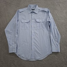 US Air Force USAF Mens Blue Service Dress Shirt 15.5-34/35 Medium Long Sleeve