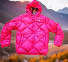 The North Face Reversible Down Jacket Girls Medium 10/12 Pink Excellent 550 Fill