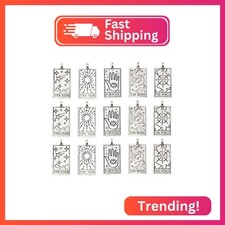Meawaho 30PCS Tarot Card Alloy Charms, Antique Silver Tarot Card Alloy Pendants