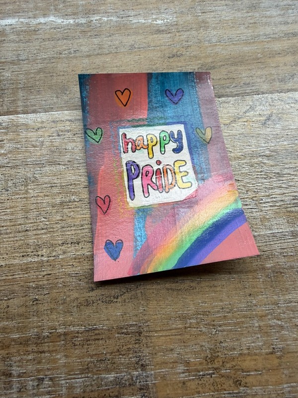 Original ACEO Acrylic Mini Painting 2.5x3.5 Cute Rainbow Pride LGBTQ Art