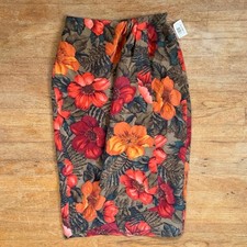 Vintage Hawaiian Floral Silk Pencil Wrap Skirt Size Small 26-28" Waist 90s