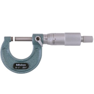 Mitutoyo 103-177 Outside Micrometer, Baked-enamel Finish, Ratchet Stop, 0-1'' 