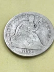 1857 SEATED LIBERTY HALF DOLLAR 50c SILVER COIN CIRCULATED GOOD Condition