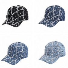 Glitter Rhinestone Denim Baseball Cap for Women Girls Sparkle Hip Hot Sun Hat
