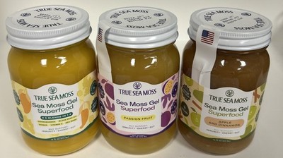 3 True Sea Moss Jars Passion Fruit/ Apple Cinnamon/ 5 in 1- Exp 07, 08, 09 2026