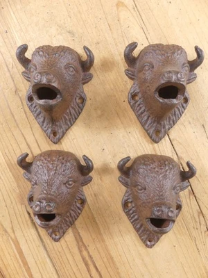 MIDWEST CRAFT HOUSE 4 WALL MOUNT BUFFALO KEY HOOKS WALL HOME DECOR CABIN CAST IRON BISON COUNTRY