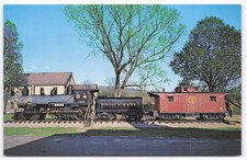 Boston & Maine Steam Engine & Caboose White River Junction VT Postcard