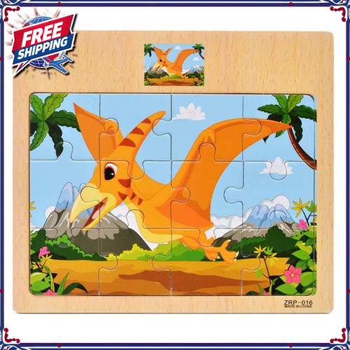 Wooden Puzzles Kids Wood Cartoon Vehicle Animals Learning Baby Education Board - Foto 7 di 22