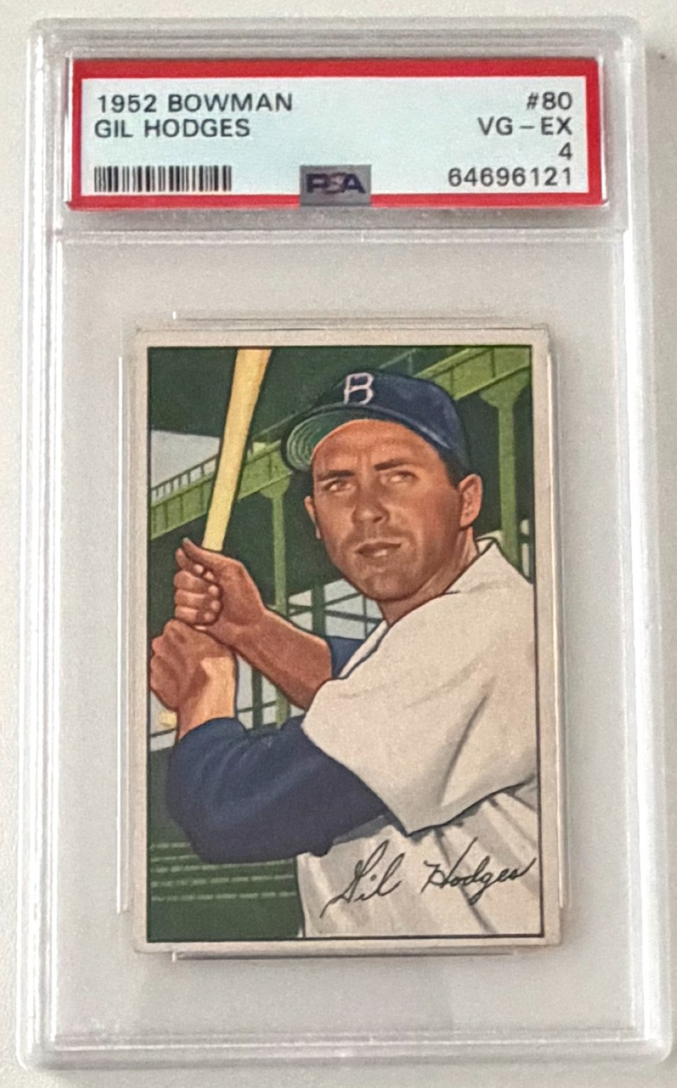 Gil Hodges 1952 Bowman #80, PSA 4 VGEX, Dodgers, HOF