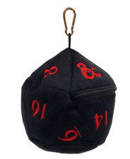 Black D20 Plush Dungeons and Dragons Dice Bag with D D Symbol on the 20