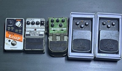Lot Of Five Used Guitar Effects Pedals Untested. Echo Park, Digitech Delay, Etc.