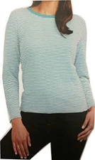 Splendid Women's Cerine Slub Stripe Button Back, Aqua Mini Stripe, M