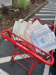 Trader Joe’s Mini Pastel Stripe Canvas Tote Bag Limited Edition Set Of 4 Colors