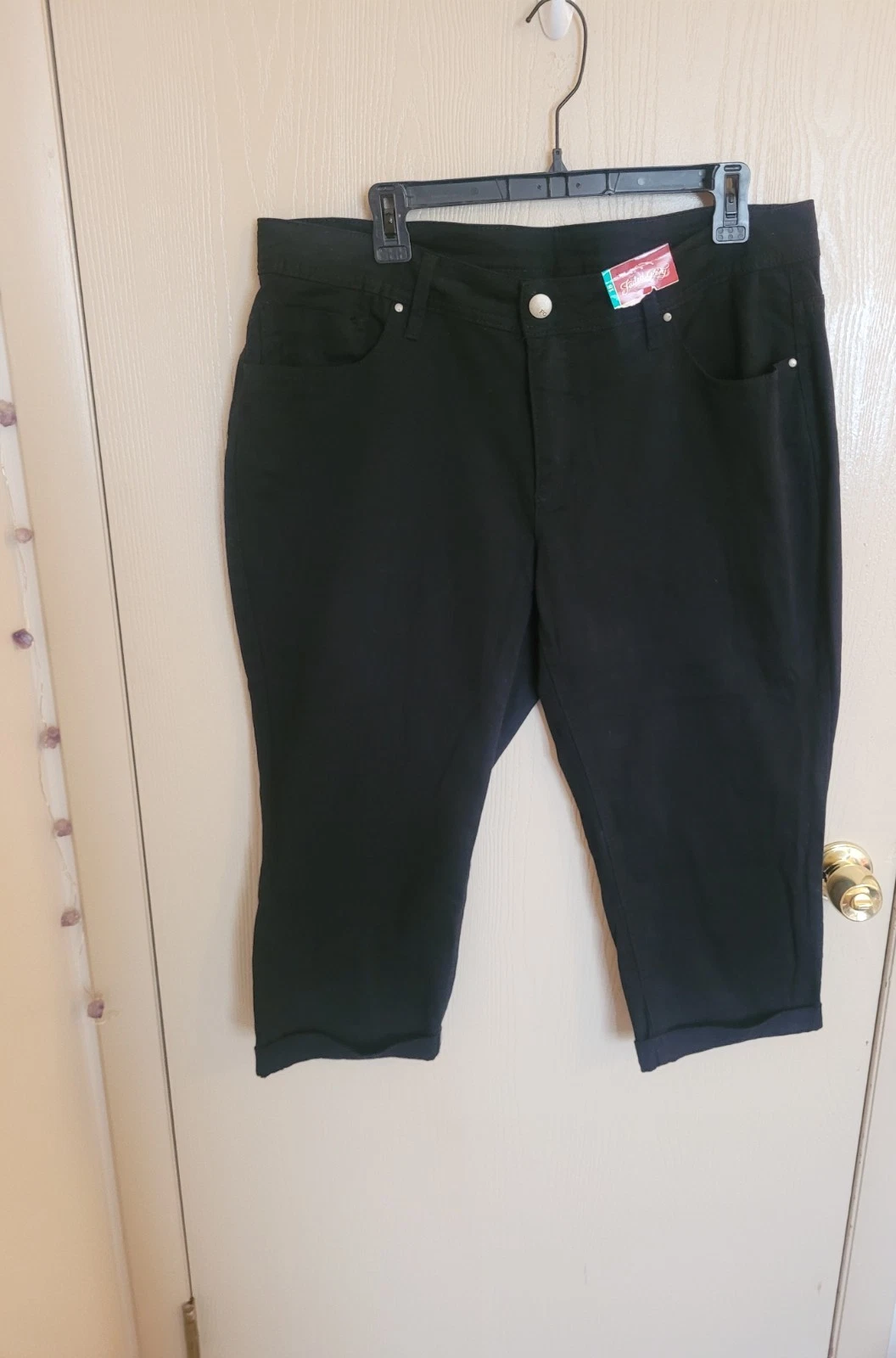 Faded Glory Vintage Black Capri Pants Y2K Summer Casual Womens 18 NWT