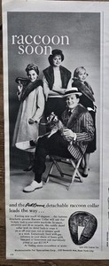 1959 Pat Boone Detachable fur raccoon collar Vintage fashion Ad 