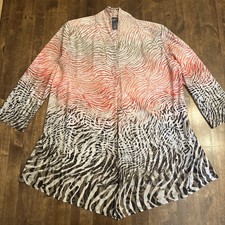 Chicos Travelers Size 1 M Open Cardigan Jacket Animal Print 3/4 Sleeve