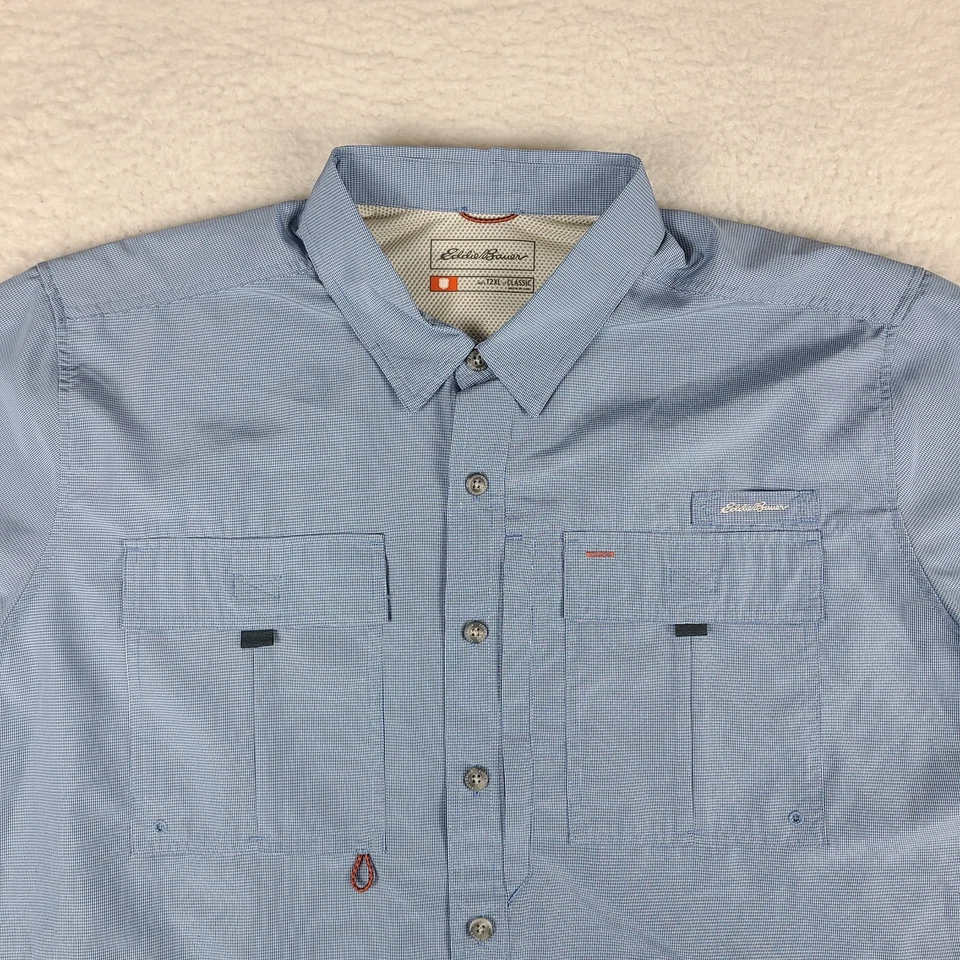 Eddie Bauer Shirt Mens T2XL 2XL XXL Tall Blue Classic Vented Sport Shop Flap - Image 2 of 4