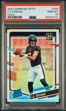 🔥 2023 DONRUSS OPTIC C.J. STROUD #244 HOLO PRIZM RATED ROOKIE GEM MINT PSA 10