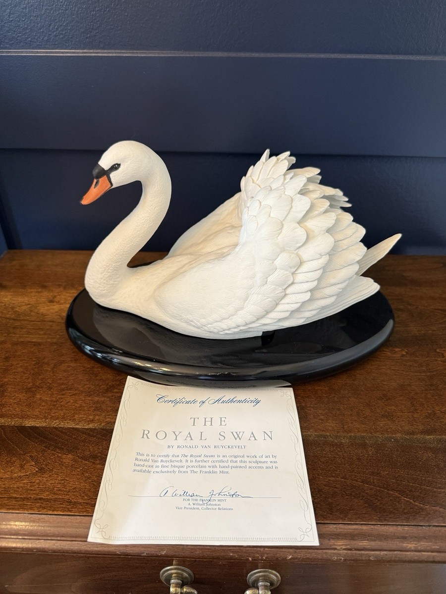 Franklin Mint Royal Swan Bisque Porcelain Figurine - Ronald Van