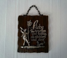 GERMANY Vintage 7.85" COMICAL BAR / DRUNK w/ DOG wooden WALL HANGING PLAQUE sign