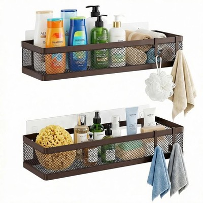 16.5-Inch Extra Long Slim Mesh Shower Caddy, Wall Mounted Bathroom Organizer ...