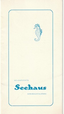 DDR Speisekarte  HO Gaststätte Seehaus Koberbachtalsperre